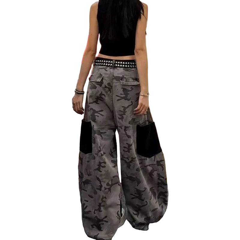 Calças de ganga pretas para mulher estilo Harajuku Y2K anos 90