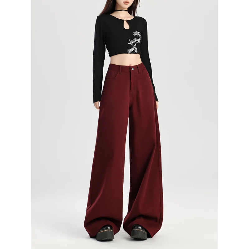 Wide-leg Denim High-waist Loose Slimming Straight-leg Mopping Pants