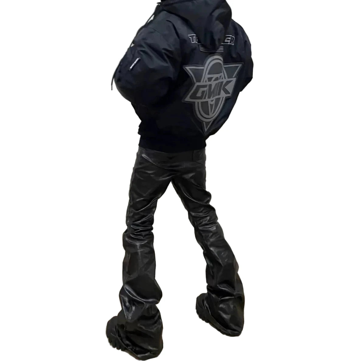 Calça de ganga para homem estilo hip hop punk, revestida e brilhante