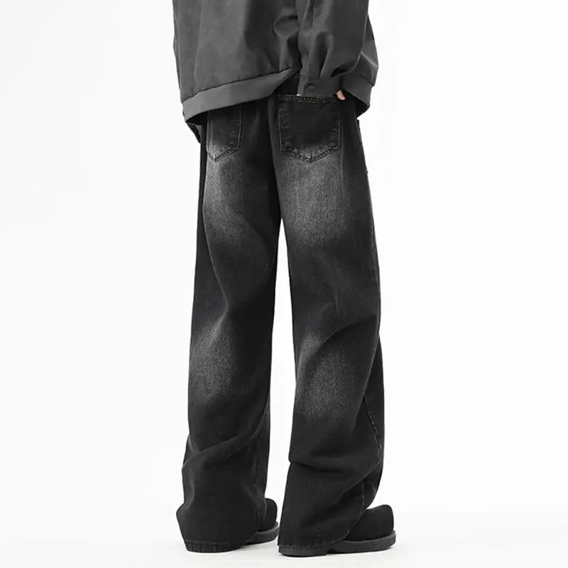 Calça de ganga casual larga para homem, estilo primavera/outono, tamanhos grandes