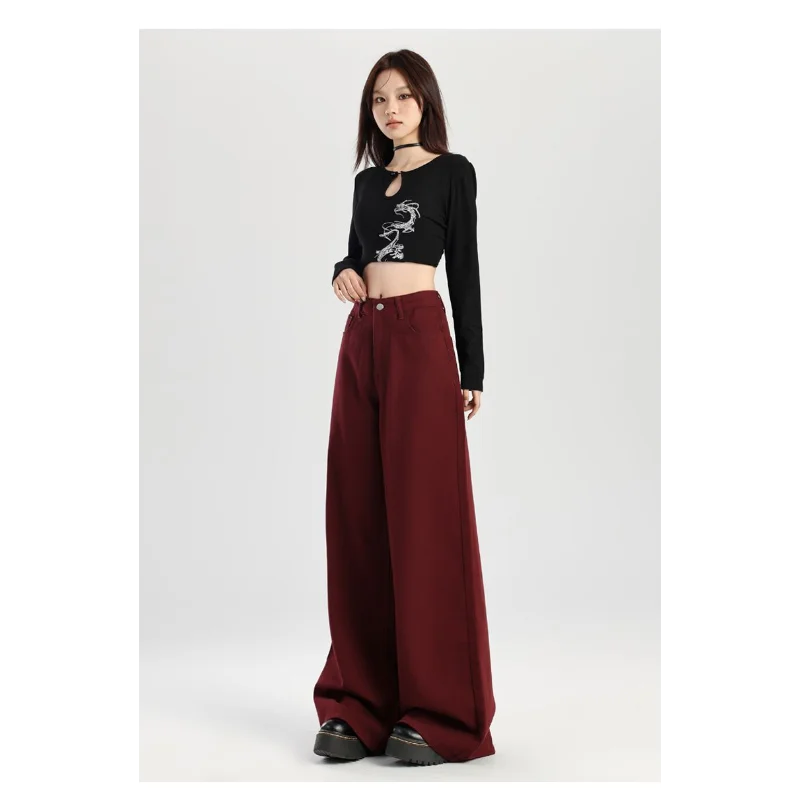 Wide-leg Denim High-waist Loose Slimming Straight-leg Mopping Pants