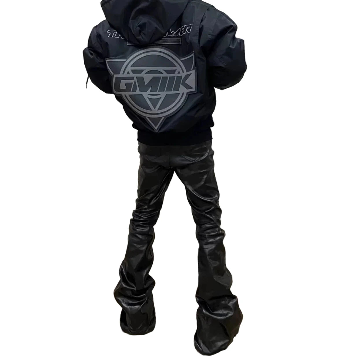 Calça de ganga para homem estilo hip hop punk, revestida e brilhante