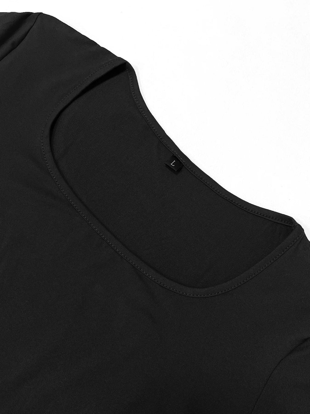 Vestido longo feminino liso de manga comprida, modelo bodycon, elegante, básico, minimalista e casual, com decote redondo