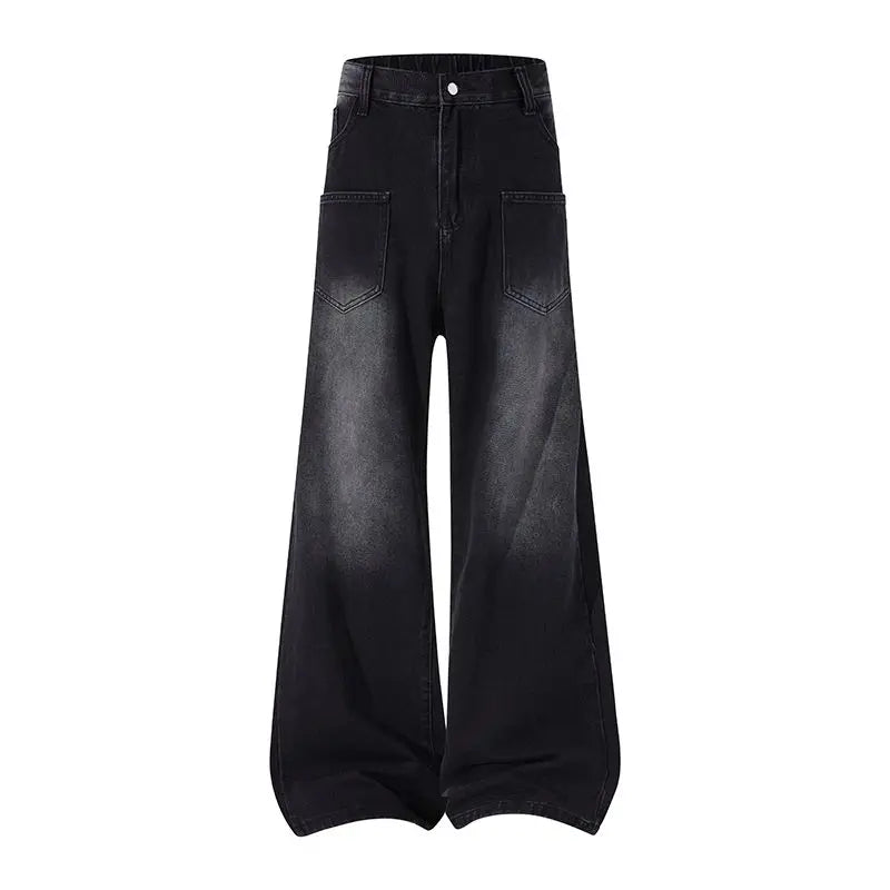 Calça de ganga casual larga para homem, estilo primavera/outono, tamanhos grandes
