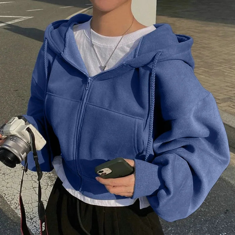 Blusa de moletom feminina azul marinho