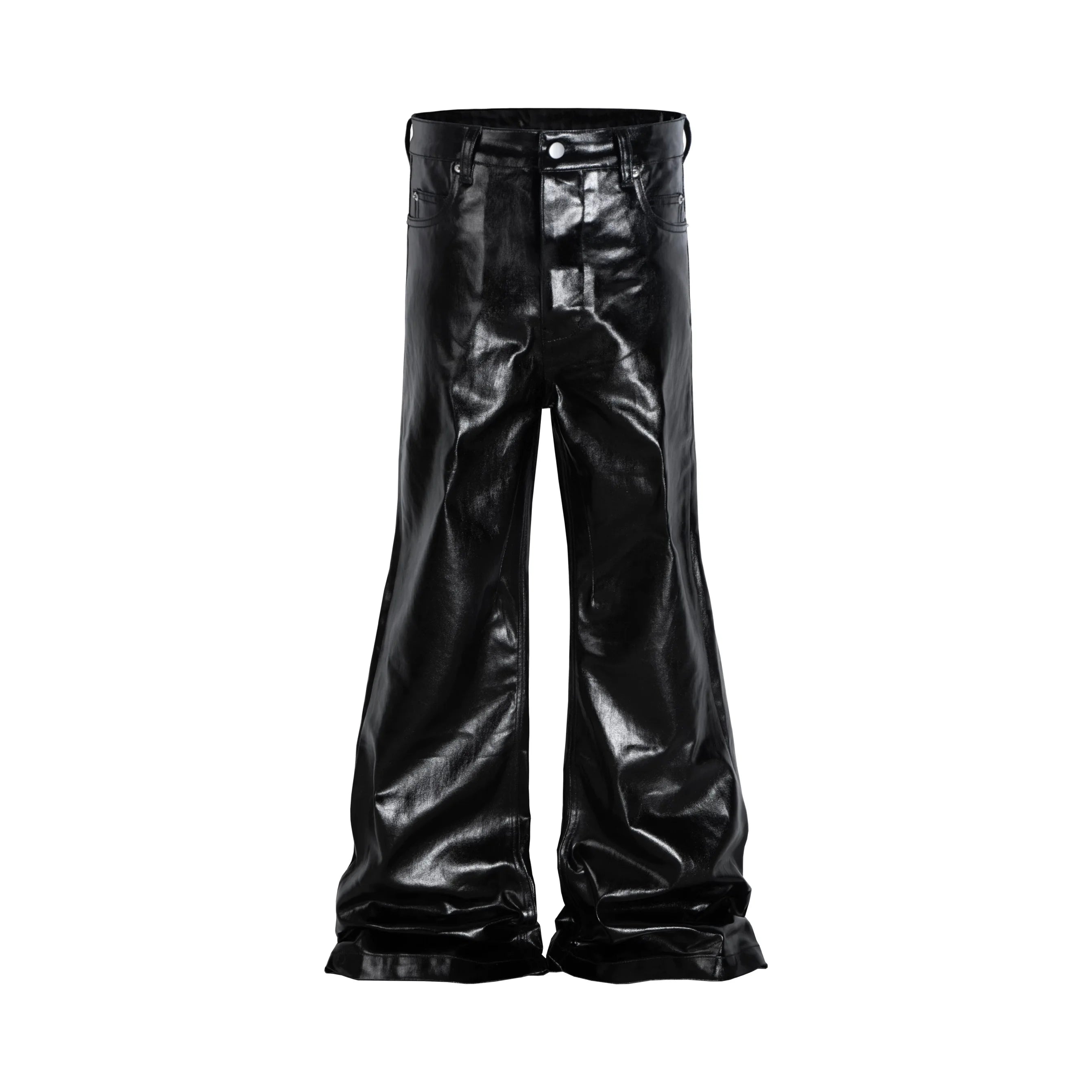 Calça de ganga para homem estilo hip hop punk, revestida e brilhante