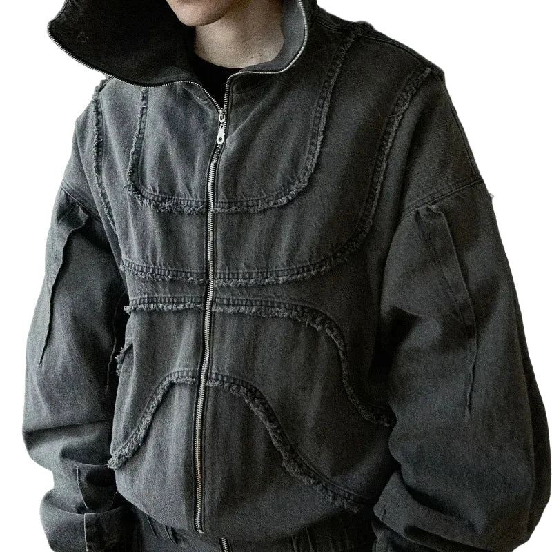 Blusão de ganga estilo ninja Y2K