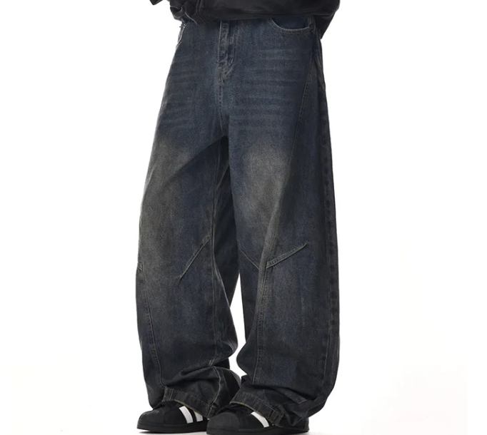 Calça jeans masculina Y2K, estilo streetwear americano, pernas largas e modelagem ampla, unissex