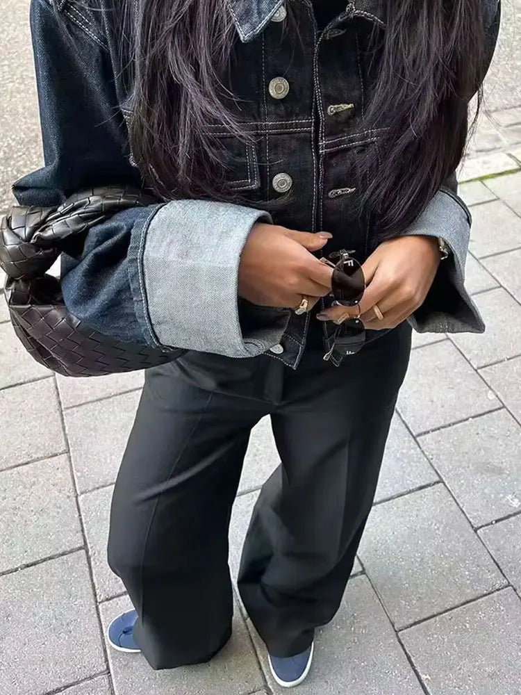 Conjunto de calças de ganga vintage para menina