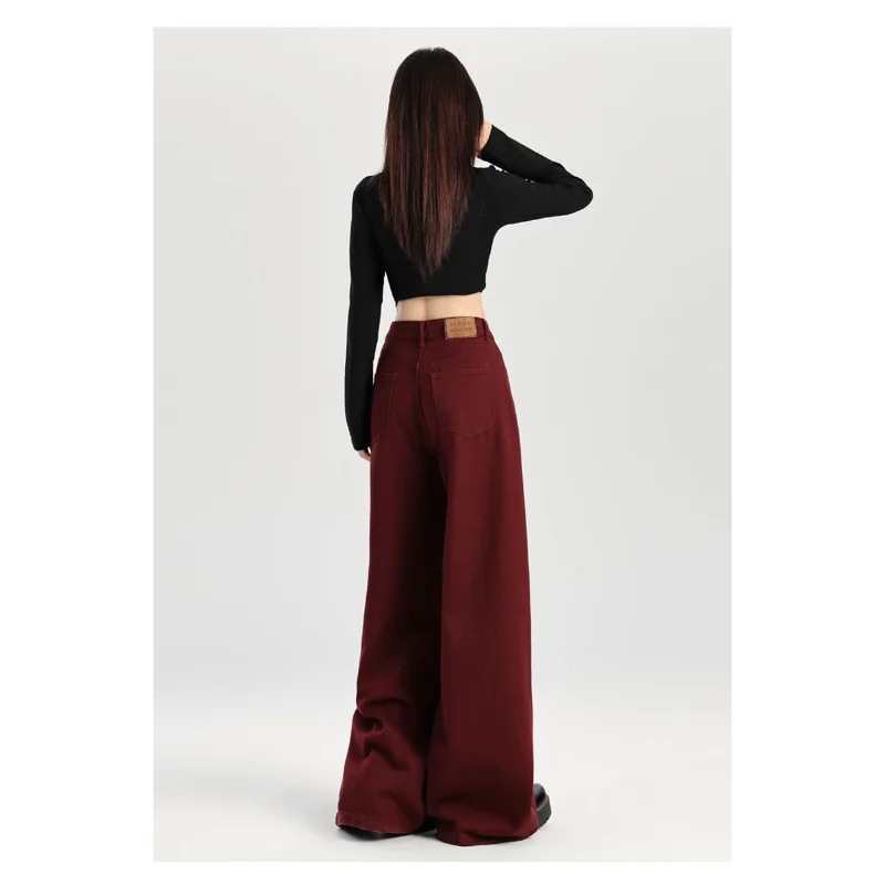 Wide-leg Denim High-waist Loose Slimming Straight-leg Mopping Pants