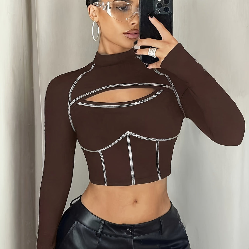 Blusa justa e elástica com detalhes vazados